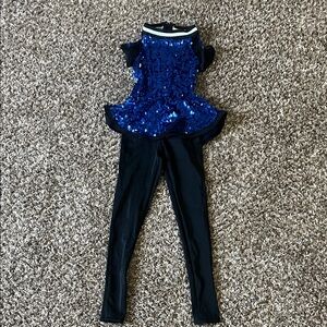 Weissman Shimmering Blue and Black Dance Costume